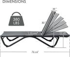 Kozyard Outdoor Chaise Lounge Chair, Full Flat Adjustable Patio Lounger with Aluminum Frame & Resin Legs, Textilene Fabric for Poolside, Backyard & Beach (Gray, Chair)