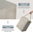 COSIEST Set of 2 Concrete Side Table, Rectangular Outdoor Side Table w Hemp Rope Handles,15''Patio Side Tables End Table, Outdoor Accent Side Table for Garden and Patio, Grey