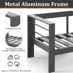 Kiss the Water Outdoor Patio Metal Furniture Chair, 2 PCS All-Weather Aluminum Outdoor Sofa with 5" Thick Soft Cushion and Wide Arm, Deep Seating Patio Couch for Balcony, Porch, Backyard