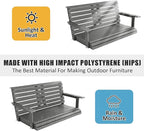 Poly Lumber 2-Seat Porch Swing, HIPS 4.5-Feet Bench Swing with Foldable Cup Holders,18/8 Stainless Steel Hardware, High Backrest and Deep Contoured Seat (Deep Gray, 4.5-feet)
