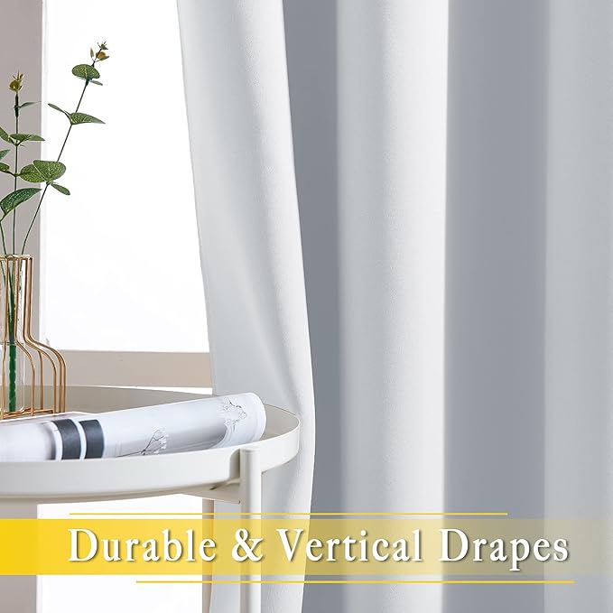 NICETOWN Patio Door Curtain Room Darkening Drapes, Grommet Top Light Blocking Room Divider Curtain Panel for Bedroom/Living Room (Greyish White, W80 x L95, 1 Panel)