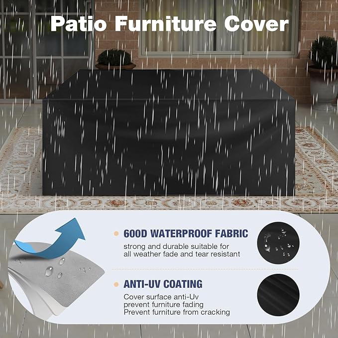 Aoxun Aluminum Patio Furniture Set with Umbrella 4 Seats, Oversized Outdoor Sectional with Washable Thick Cushions, Coffee Table and Waterproof Cover, Patio Conversation Sets for Porch, Balcony, Deck