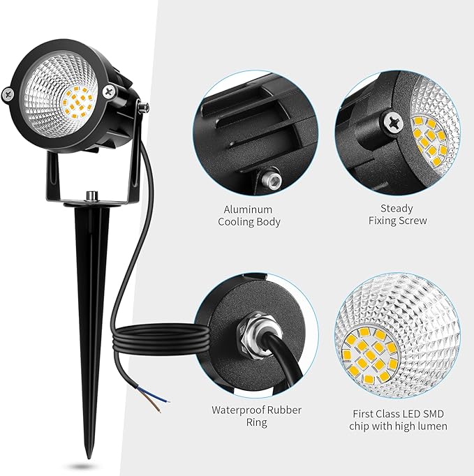 Low Voltage Landscape Lights, 10W 12/24V 2700K Warm White Landscape Lighting, IP65 Waterproof Outdoor LED Spotlight for Garden Yard Tree, 16 Pack with Connectors