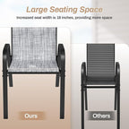 TLSUNNY Patio Chairs, Stackable Textilene Outdoor Dining Furniture for All Weather, with 17.7″ Wide Seat & Metal Frame, for Garden, Backyard, Deck, Restaurant, Poolside (8, Grey, 26.4″)