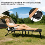 Folding Lounge Chairs for Outside, Beach Patio Lounge Chair, Sunbathing/Tanning Chair with 4 Adjustable Backrest & Cup & Pillow,Holds 330 Lb, Outdoor Garden Pool (Deep Black)