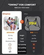 KingCamp Hammock Chair with Footrest – Heavy Duty Swinging Rocking Camping Chairs for Adults up to 400lbs, Folding Portable Oversized Rocker with Cup Holder & Pillow for Outdoor Beach Lawn RV Sports