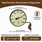 4 inch vintage outdoor thermometer & humidity gauge, close-up detail