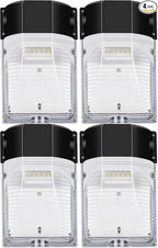 hykolity Update 30W LED Wall Pack Light with Photocell, 3450LM 5000K Daylight Dusk to Dawn 120V LED Outdoor Wall Mount Light, 150-250W MH/HPS Replacement, Waterproof Security Lighting-4 Pack