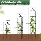 Lalahoni Garden Obelisk Trellis for Climbing Plants Outdoor, 6ft Round Rose Trellis for Pots, Metal Plant Support for Clematis, Jasmine, Ivy, Decorative Outdoor Trellis, Black, 2Pack
