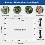 lc&qs 8x10ft clear waterproof tarp with grommets, upgraded on a desk or shelf