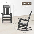 LUE BONA Outdoor Rocking Chairs Set of 2, Weather Resistant HDPS Poly Rocker Chairs, 350lb Heavy Duty, Oversized Porch Rocker for Adult, High Back Smooth Rocking Chairs for Outdoor & Indoor, Gray