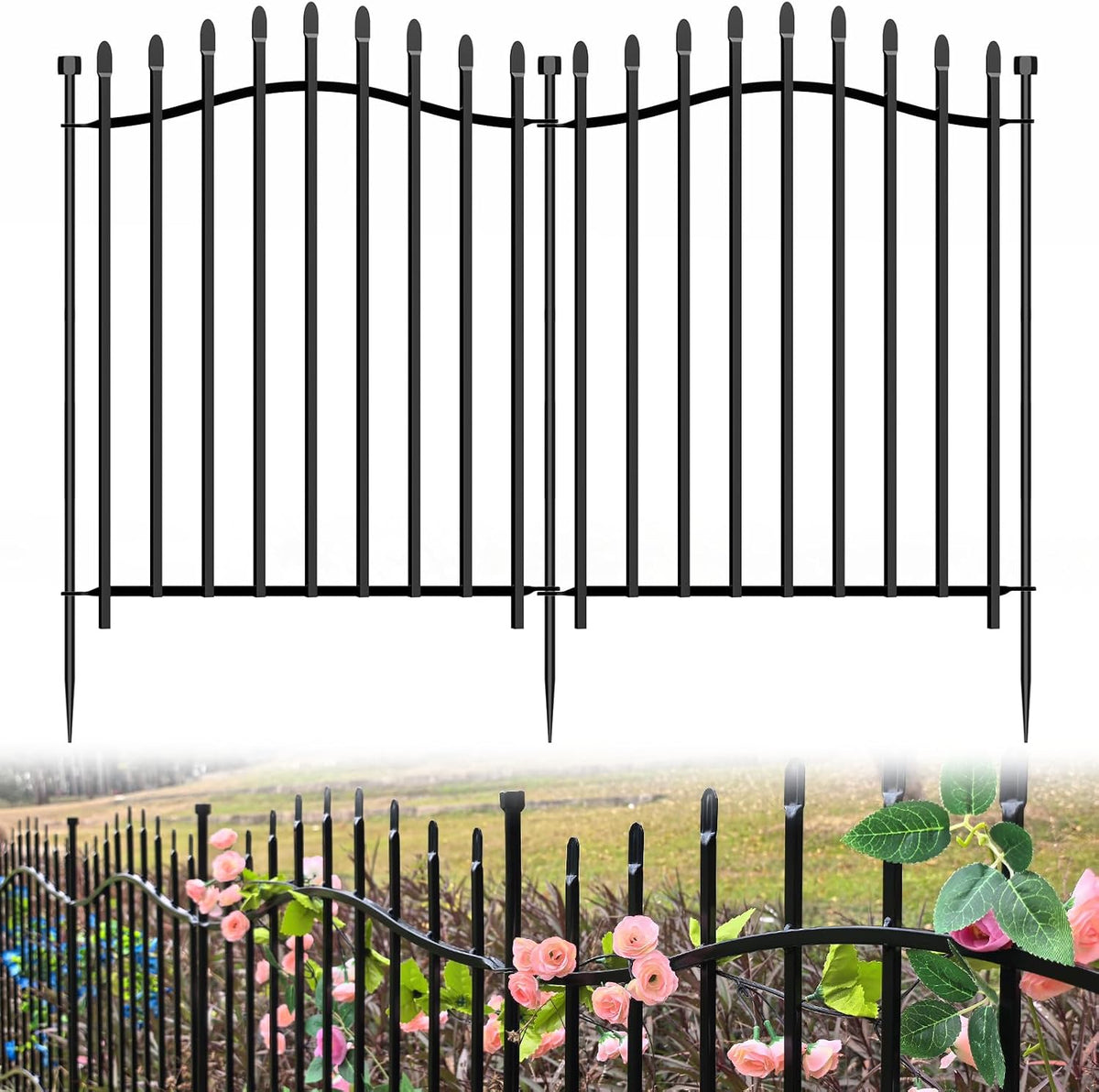 10 panels no dig decorative garden fence, main product view