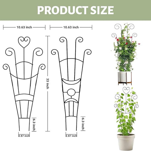32.6'' Plant Trellis for Potted Climbing Plants Indoor, Rustproof Metal Expandable Plant Supports for Ivy Hoya Monstera Potted Plants,Garden Trellis 2P