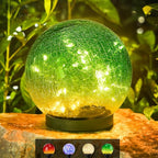 Outdoor Waterproof IP65 Solar Globe Lights, Led Solar Light Balls for Lawn Garden Patio Table Art Decoration, Yard Landscape Illuminated Cracked Glass Sphere Gazing Ball Lights, Round Ornaments Orbs