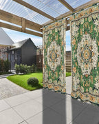Ombre Green Boho Outdoor Curtains for Patio Waterproof, Grommet Privacy Curtain Drapes Weatherproof Outside Curtains for Porch GazeboPergola Cabana 1 Panel 54x108inch Vintage Ethnic Tribal Geometric