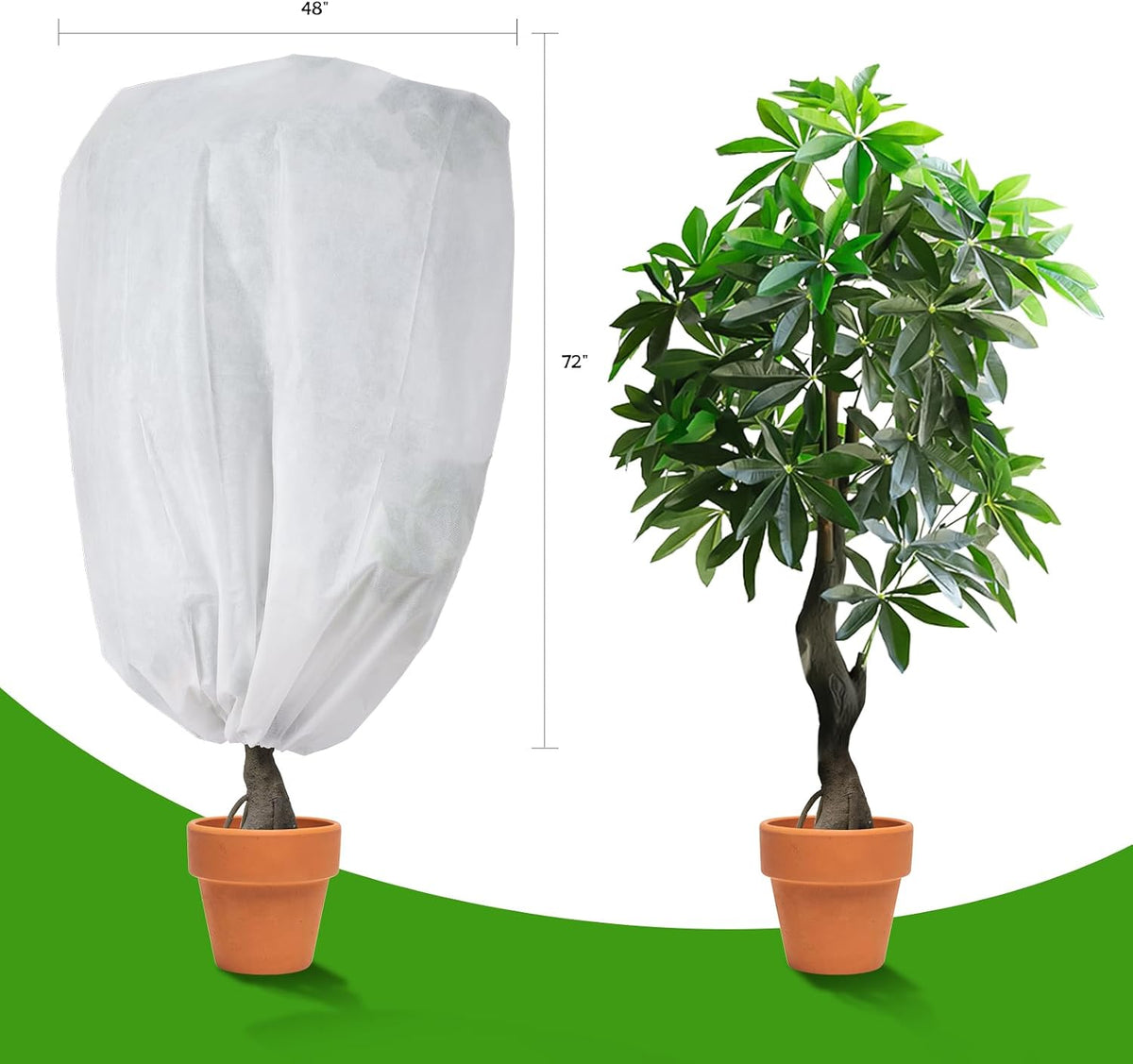 garutom 4-pack plant covers freeze protection 48" x showing dimensions