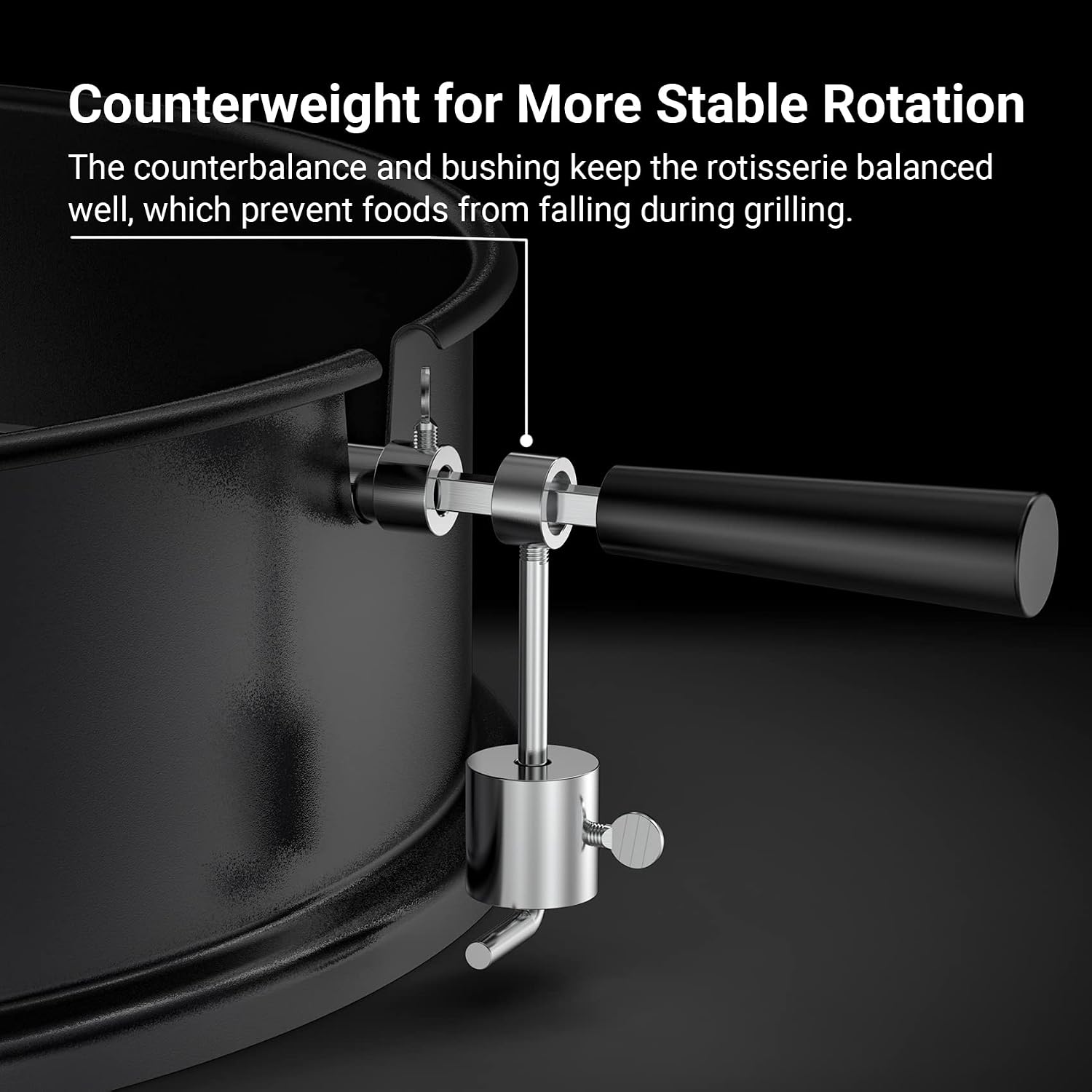 onlyfire Black Coated Steel Charcoal Kettle Rotisserie Ring Kit | Fits for Weber 22" Kettle Grills and Other Similar Grills, Turns Your Kettle Into A Chicken Roaster