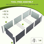 Ohuhu 8x3x1.5FT Metal Raised Garden Bed Outdoor, Reinforced Galvanized Steel Rustproof Planter Box, 100% Non-Toxic, 269 Gal Large Capacity Heavy Duty Raised Beds for Vegetables Flowers Herbs 2-Pack