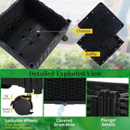 Planter Box with Trellis Outdoor, 53.1in Plastic Raised Garden Bed with Trellis Hanging Roof for Vine Flower, with Lockable Wheels & Drain Plug for Patio Backyard Balcony, Black, 1 Pc