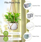 USLAI Macrame Plant Hanger Indoor Outdoor, Fits 4 to 15 Inch Pots, Strong Hanging Planter Holder, Boho Home Decor, 35 Inch, Brown, Set of 3 (POTS NOT Included)