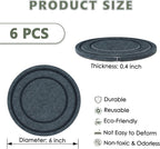 BXI Felt Plant Saucer Mat - 6 Pcs 6 Inch Water Absorbent Planter Coaster, 0.4 Inch Thick Flower Pot Saucer Pad, Planting Drip Tray for Indoors, Fabric Protective Plate for Tabletop and Floor Surface