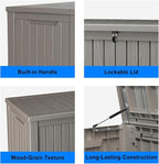 180 Gallon Outdoor Deck Box, Lockable Waterproof Outdoor Storage Boxes For Garden Tools,Indoor Cushions,Accessories Outside Storage Resin Weatherproof Container(Grey)