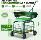 suntee garden seat with wheels, rolling gardening stool shown in use
