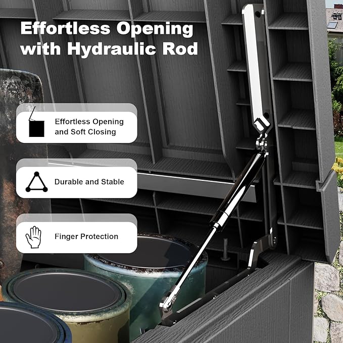 280 Gallon Outdoor Storage Box, Large Resin Deck Box for Patio Cushions, Garden Tools, Pool Accessories, Waterproof and Lockable Design, Storage Bench for Backyard & Deck(Black)
