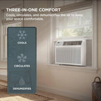 tcl 10,000 btu smart window air conditioner, fan, side view