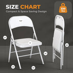 8 Pack Leather Chair | Foldable & Stackable | 350 lbs Capacity Steel Frame Seats for Indoor or Outdoor | Commercial Use Events Wedding Party Events Bulk Picnic Kitchen Dining - White