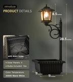 PASAMIC 2 Pack Solar Lamp Post with Planter, 2 in 1 Outdoor Solar Planter Lights, Waterproof Decorative Solar Lamp Post Light, Wall Mount or Freestanding for Garden, Patio & Porch, Warm White