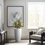 Kante 23.6" H Pure White Concrete Tall Planters (Set of 2), Large Outdoor Indoor Decorative Plant Pots with Drainage Hole and Rubber Plug, Modern Style for Home and Garden