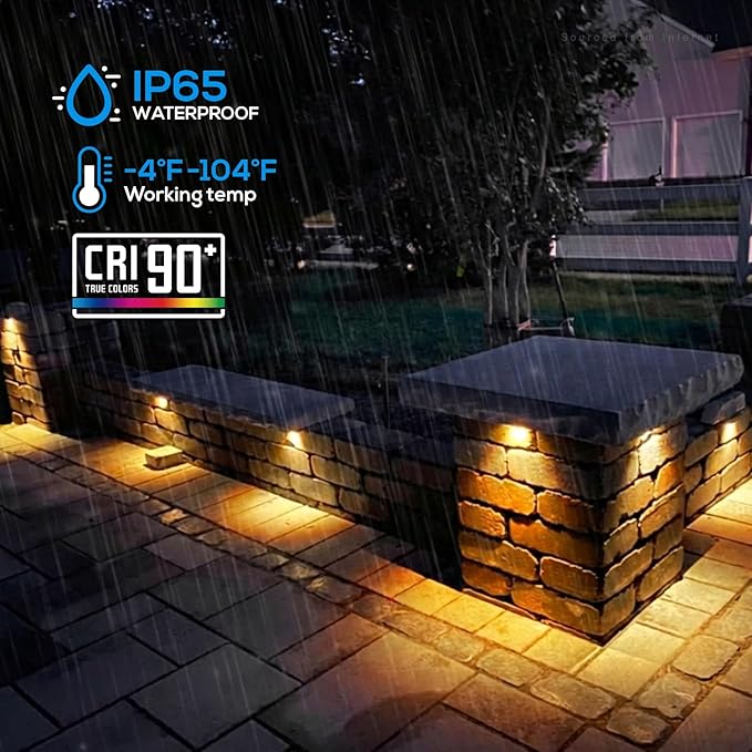 LEONLITE 4 Inch LED Hardscape Lighting, Update Retaining Wall Lights, LED Landscape Lighting, 12-24V AC/DC Paver Light Low Voltage, 1W/2W/3W Dimmable Outdoor Step Lights, 2700K Soft White, ETL, 4 Pack