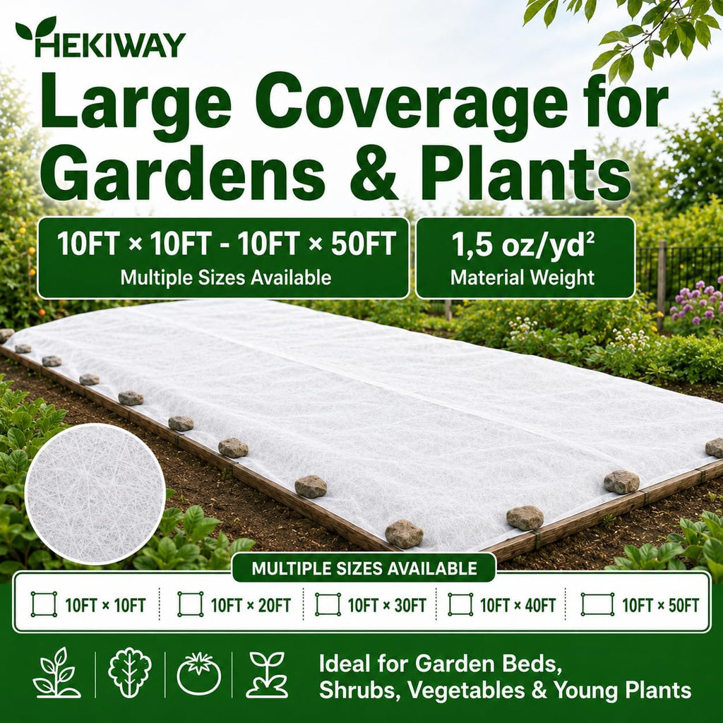 10 ft x 50 ft frost cloth, plant, close-up detail