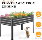 KING BIRD Large Raised Garden Bed with Legs Galvanized Elevated Planter Box 48×24×32 in for Backyard, Patio, Balcony, 400lb Capacity, Dark Grey 2pcs
