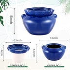 2 Sets African Violet Pots 7.5 Inch Self Watering Pot for Indoor Ceramic Self Watering Planter for Flower Lovers Ideal Plant Pot Thriving Flower Maintenance