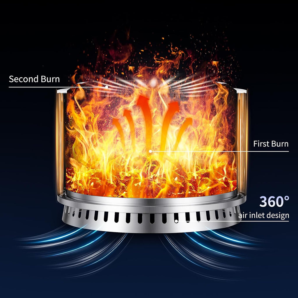 27 inch smokeless fire pit with waterproof cover, close-up detail