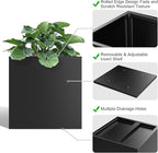 Metal Large Planter Box 26" L x 26" W x 26", Heavy Duty Tall Rectangle Outdoor Planter Box with Removable Insert Shelves for Porch, Garden, Patio, Yard (Black)