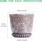 Gepege Succulent Pots, 4 Inch Small Indoor Ceramic Planter Pot with Drainage Holes and Saucers for Plants - Set of 4