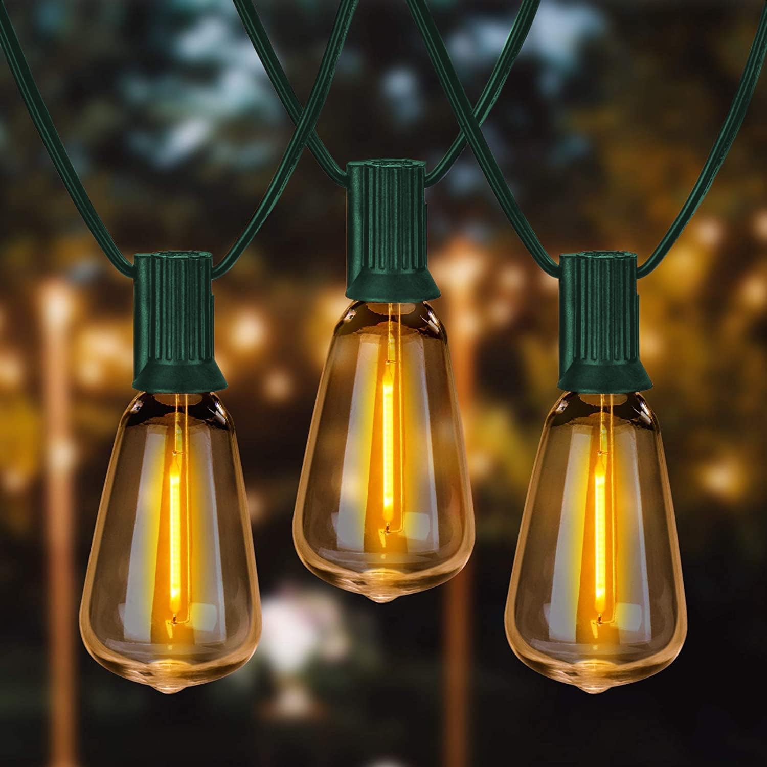 LUCKY TL 100 FT C9/E17 Christmas Light Sockets Spool Set, with 100 C9 Bulbs | 18 AWG wire, Green SPT-1 Wire, 12 Inch Spacing, UL Listed