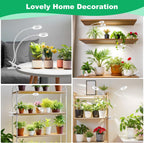 Wiaxulay Clip Grow Lights for Indoor Plants, 3.5in Full Spectrum 2 Heads | 96 LEDs Halo Plant Light 6000K+660nm, 360° Gooseneck Clip, 6/12/16H Timer, 5 Brightness,1 Pack for Seed Starting Hydroponics