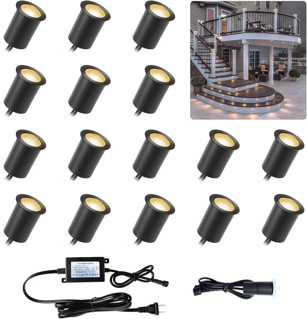 deck lights with photocell and protecting shell φ1.18in, main product view