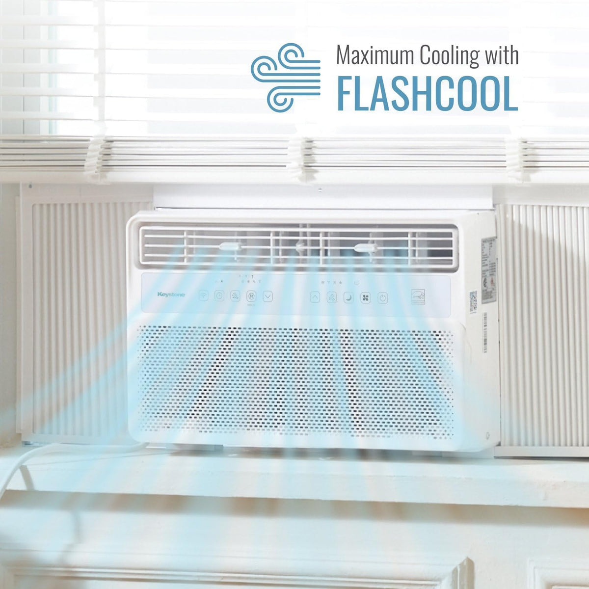 keystone 10,000 btu window mounted inverter air conditioner, side view