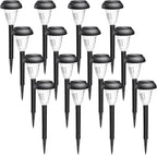 GIGALUMI 16 Pack Solar Light Outdoor Waterproof, Cool White Pathway Lights Solar Powered, Landscape Lighting, Garden Lights for Decor, Patio, Garden, Yard, Pathways, Walkway