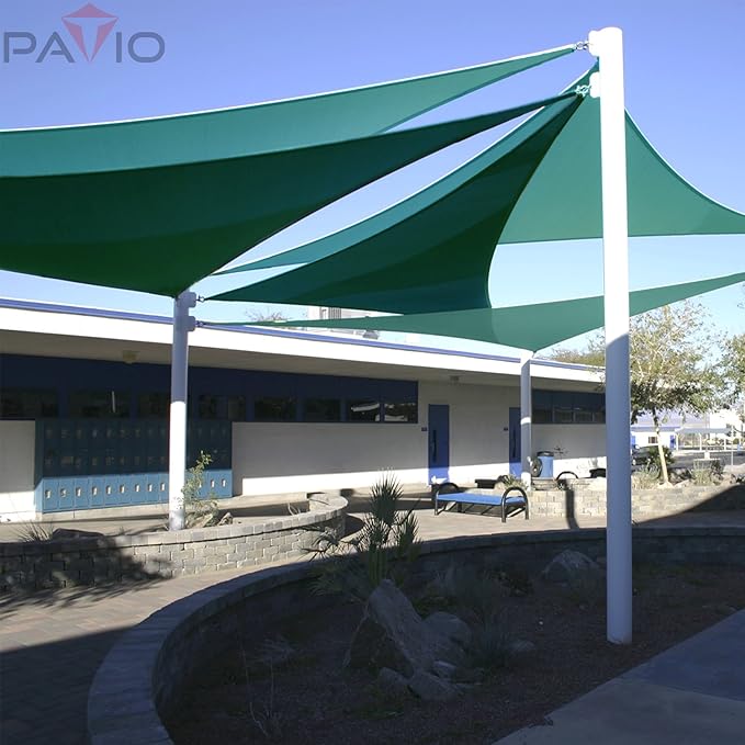 Patio Paradise 16' x 16' x 15'10" Sun Shade Sail Triangle Canopy, Permeable Shade Cloth Fabric Sunlight Block Patio Cover HDPE Deck Awning for Outdoor Backyard Pergolas Roof Shading, Turquoise