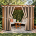 Water Proof Outside Curtains with Grommet Top for Porch, W52 x L120 Thermal Insulated Washable Outdoor Divider Drapes for Patio Gazebo Deck Pool Area Pergola Cabana (Camel Brown, 2 Panels)