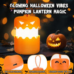 Rechargeable Halloween Pumpkin Lantern Light Collapsible Jack O Lantern | Battery Operated Pumpkin Lantern with Lanyard - Halloween Party Favor Decoration Outdoor Light up Pumpkin for Halloween Party