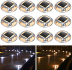AGPTEK Solar Driveway Lights Outdoor 12 Pack, 2 Color Modes LED Deck Dock | Marine Waterproof Driveway Marker Lights for Step Sidewalk Stair Garden Pathway Walkway Yard (Warm White/Cool White)