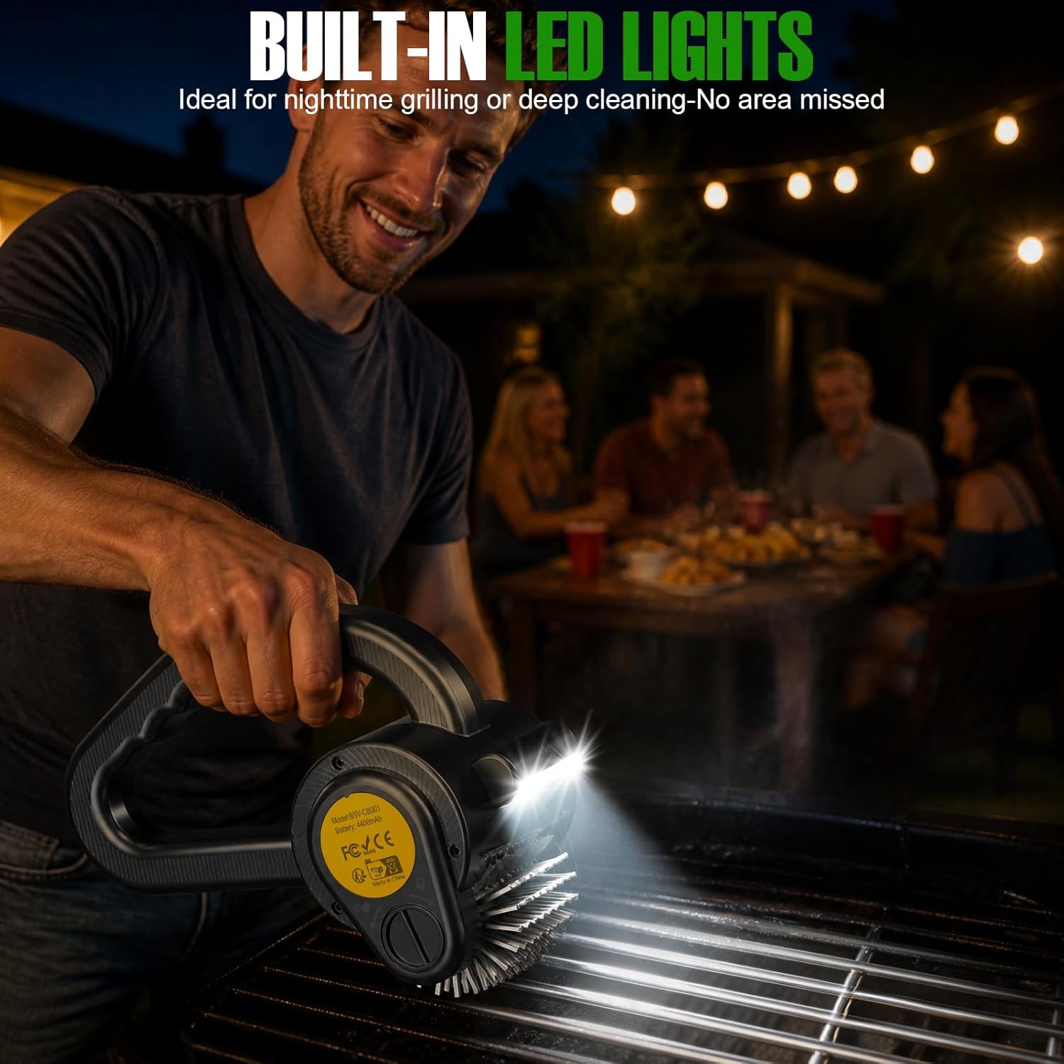 Electric Grill Brush for Outdoor Grill - 4400mAh Rechargeable BBQ Grill Cleaner with LED Light/Screen,150-Min Runtime Cordless Grill Cleaning Brush for Barbecue Grates, No Bristle Shedding