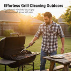 Grill Brush with Scraper, 18" Handle BBQ Accessories for Outdoor Grill, Safe Wire Scrubber, Universal Fit BBQ Cleaner for All Grates